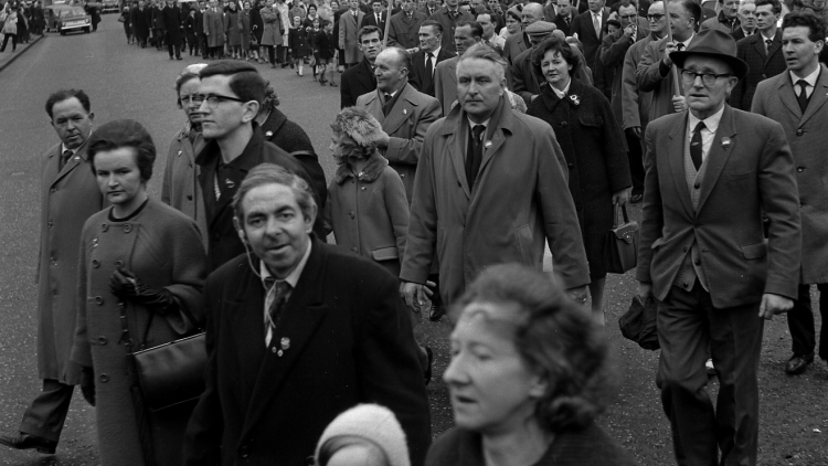 Cumann Lúthchleas Gael (Gaelic Athletic Association) marching at St Patrick’s Day Parade, 1965.