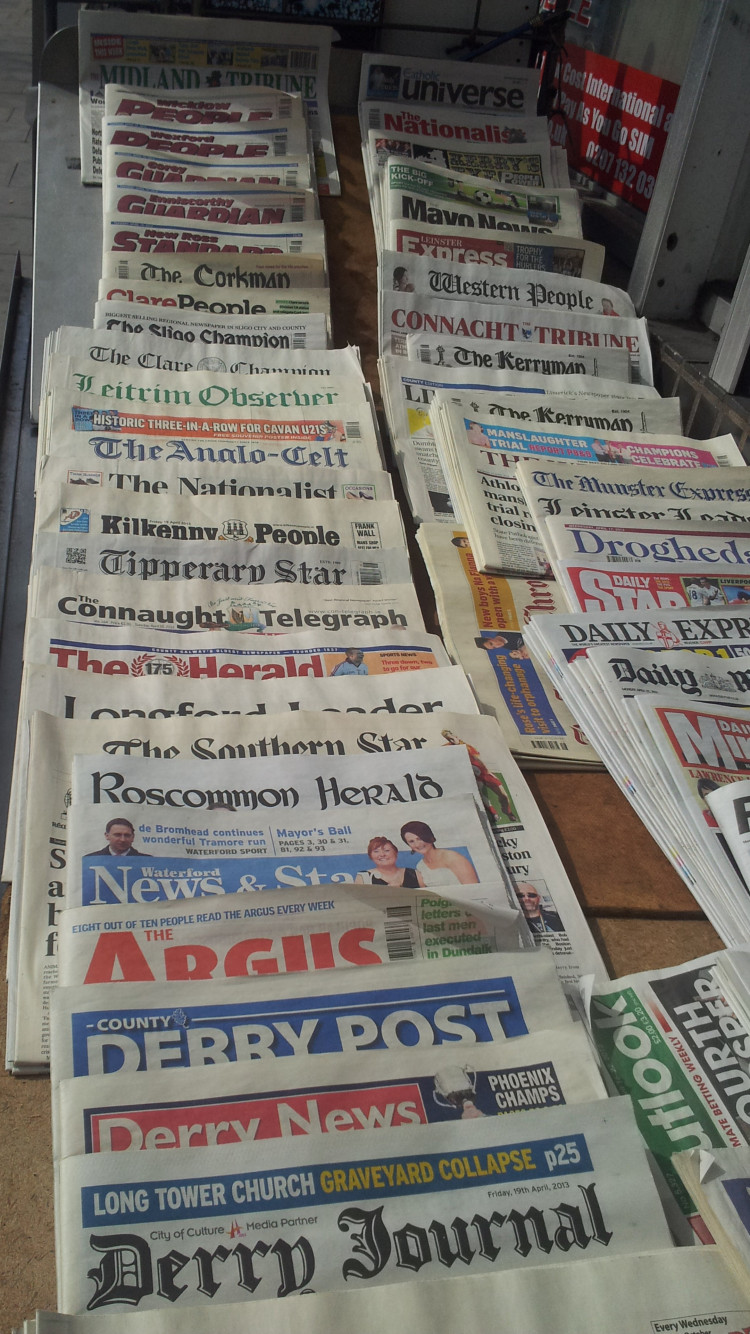 Irish Newspapers in newsagent near Archway Station, 2013.
